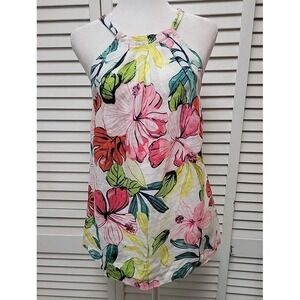 Tommy Bahama Women's 100% Linen Sleeveless Tropical Floral Print Top  SZ S/P